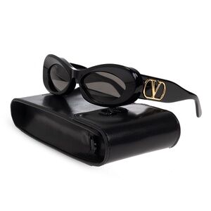 New! Valentino Black Sunglasses with Gold Accent, VLS 178A, Authentic